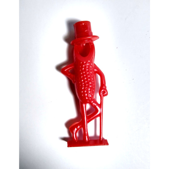 Planters Mr. Peanut Red Toy Whistle Original Plastic Figure 1950s Vintage Retro - Picture 3 of 5